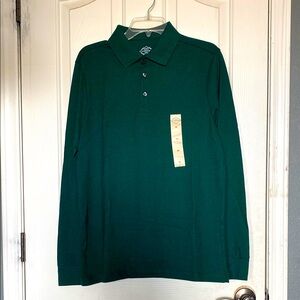 St. John’s Bay Medieval Green Long Sleeve Polo T-Shirt